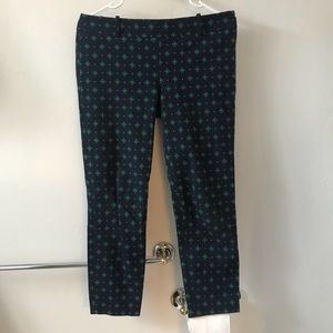 JCrew Navy and Green Printed Pants